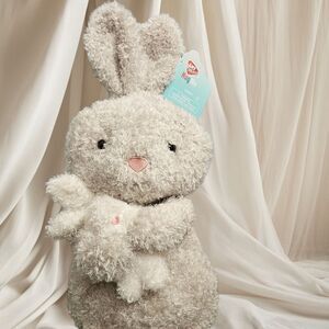 Play Right “Hug Me” Bunny Plush – Grey Bunny Holding Baby Bunny